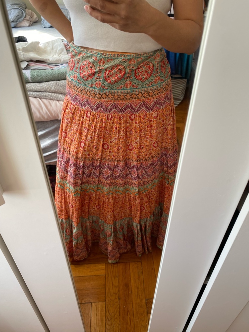 Lauren Ralph Lauren Boho Tiered Maxi Skirt Size L - Picture 7 of 7